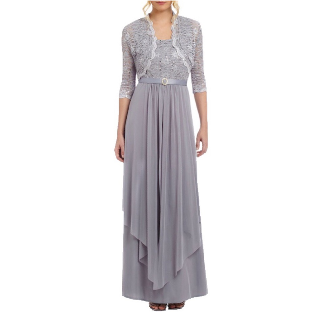 R&M Richards 2 Piece Lace Georgette Jacket Dress